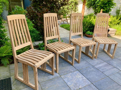 4 elegante Gloster teakhouten tuinstoelen, zware kwaliteit teak