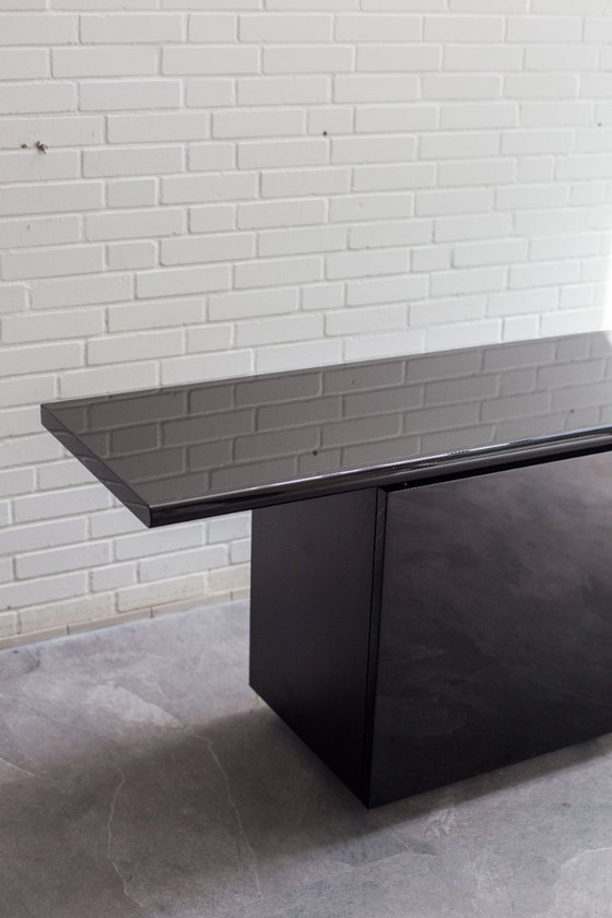 Image 1 of Sheraton Sideboard von Giotto Stoppino für Acerbis, schwarz lackiert, Italien, 1970er Jahre