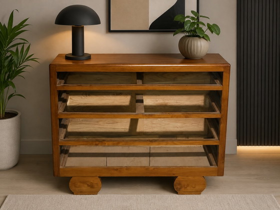 Commode Art Déco en noyer clair – Authentique savoir-faire des années 1930 – Wood (photo 6 of 7)