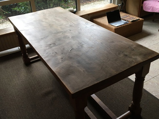 Image 1 of Rustieke landelijke tafel, massief olmen blad