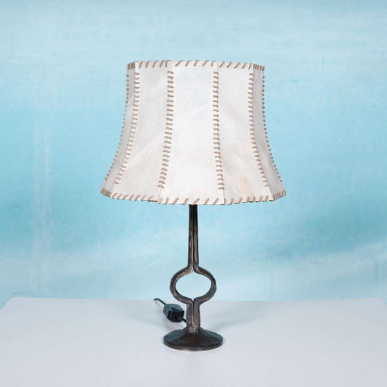 Image 1 of Brutalist table lamp 70s vintage bronze table lamp