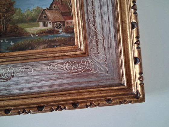Image 1 of ORIGINAL Ölgemälde auf Karton inkl. Rahmen | Bauernhaus/Landschaft | Signiert