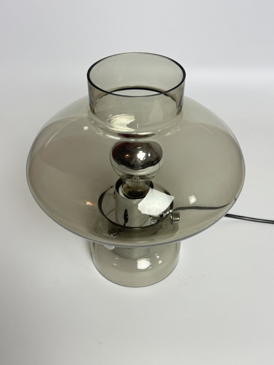 Image 1 of Vintage Design Smoked Glass Table Lamp by F. Nettelhof, Germany, 1960s