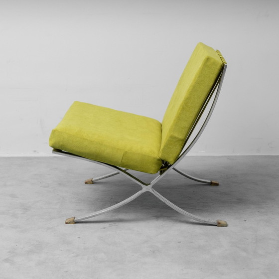 Coppia di poltrone lounge vintage in metallo cromato e tessuto verde – Anni ’60 (photo 8 of 10)