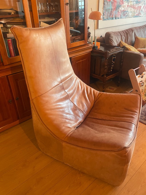 Design feauteuil leer in camel uitvoering 