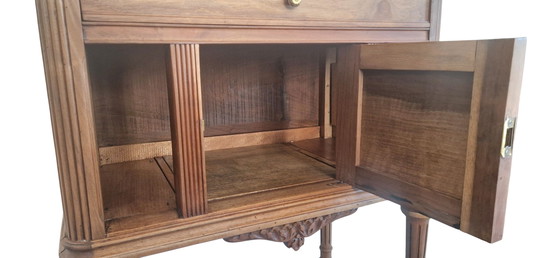 Image 1 of Mobiletto in noce e marmo verde - Stile Luigi XVI - Inizio XX secolo