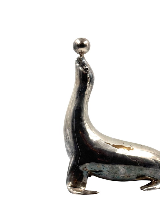 Image 1 of Sculpture de sceau Art déco en laiton argenté, France 1940s