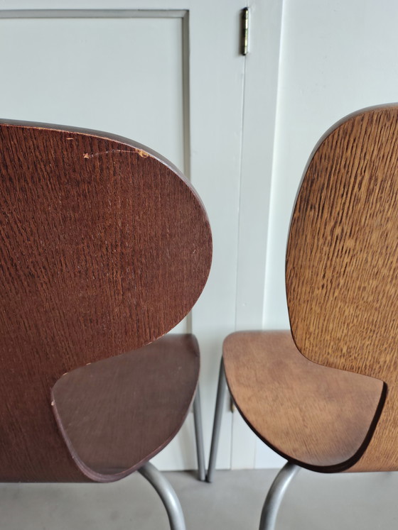 Image 1 of 4x vintage playwood eetkamerstoelen 