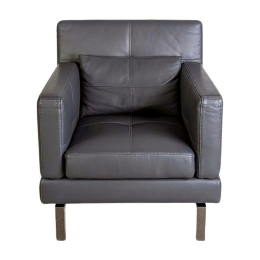 2x Poltrona originale Brühl Amber in pelle design grigio