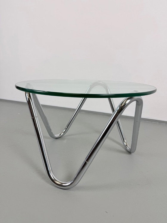 Image 1 of Minimalist Chrome & Glass Coffee Table
