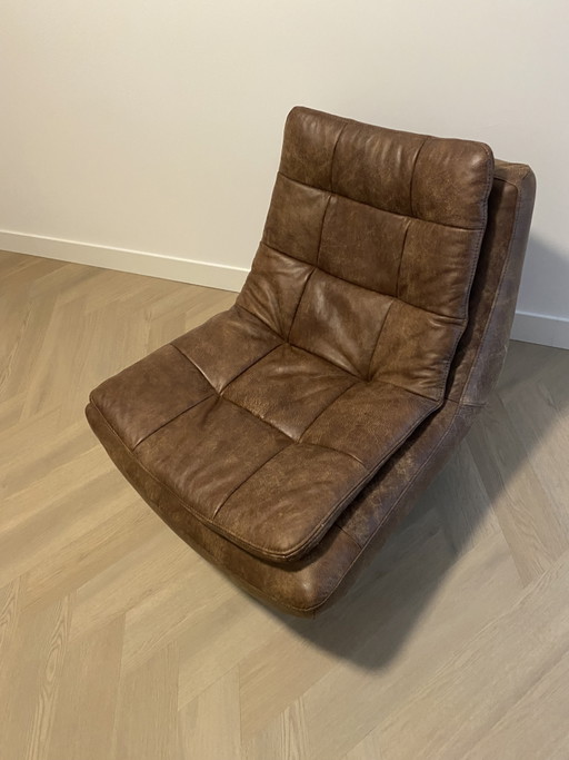 Swivel armchair Cooper Captains Chair leather Africa Tabac