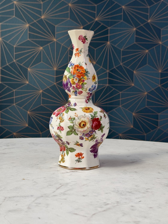 Image 1 of Boch Frères Belgium - KERALUX-  “Fleur de Saxe” Art Deco Vase 