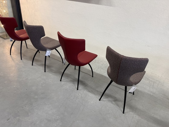 Image 1 of 4 Leolux Callas dining chair Red fabric leather