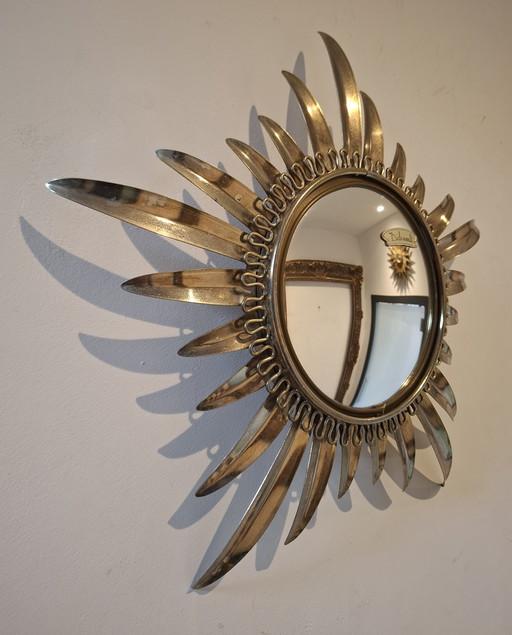 Sun mirror 35cm Deknudt convex glass 14cm 1970. Rare size