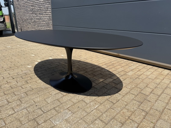 Image 1 of Mesa de comedor ovalada Knoll Tulip de 198 o 244 cm, laminada Feniks negra, Eero Saarinen
