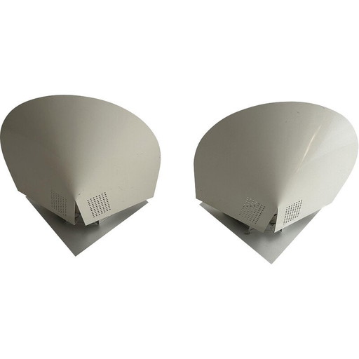 Vintage wall lamp in white lacquered metal and aluminium, France 1970