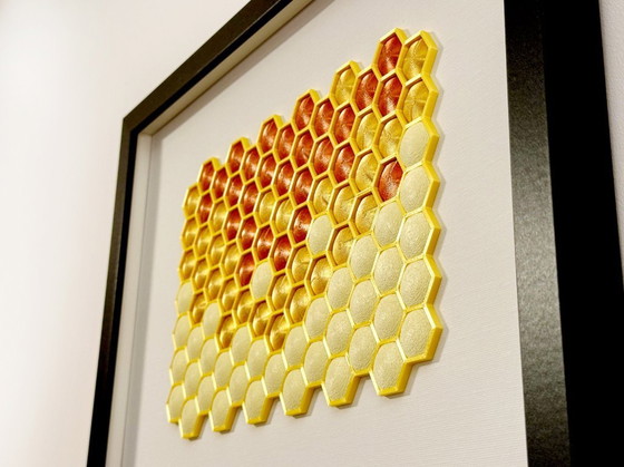 Image 1 of 3D Printed Honeycomb Wall Art, Modern Geometric Framed Decor