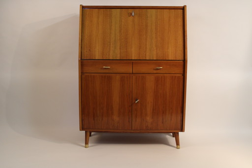 Elegante escritorio estilo secreter vintage de mediados de siglo, década de 1960.