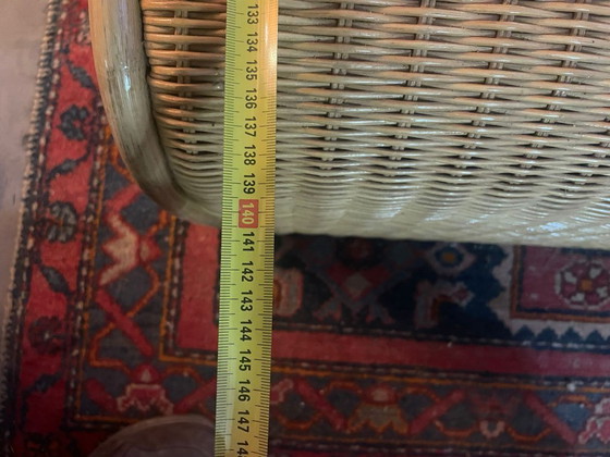 Image 1 of Grande table basse vintage en roseau courbé, style cascade, années 1970