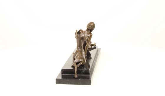 Image 1 of BRONZE STATUE OF AN AMAZON WITH ANTILOPE