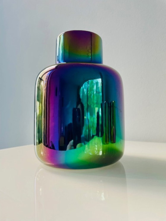 Image 1 of Conjunto de jarrón multicolor y 2 candelabros – efecto arcoíris