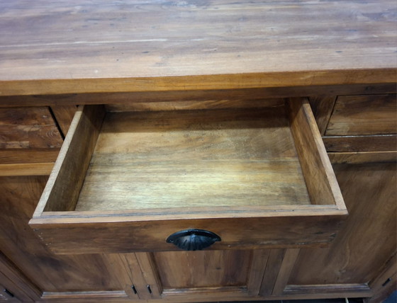 Splendida credenza in teak massiccio, lunghezza 256 cm, Credenze, Metallo, Legno, Nero (foto 3 di 15)