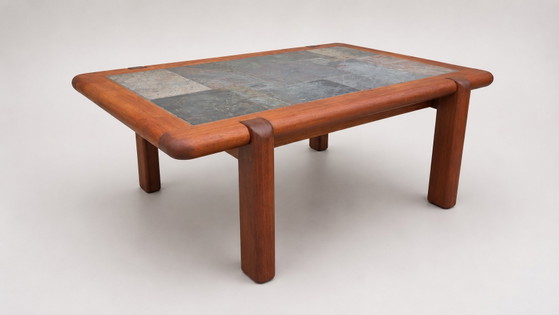 Vintage Danish Style Teak Coffee Table With Slate Tile Top – 1970s – Wood (photo 5 of 6)