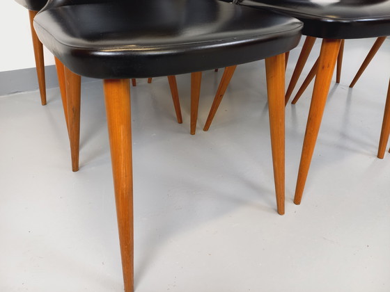 Image 1 of Set di 6 sedie vintage Baumann Essor in legno di faggio e skai degli anni '60