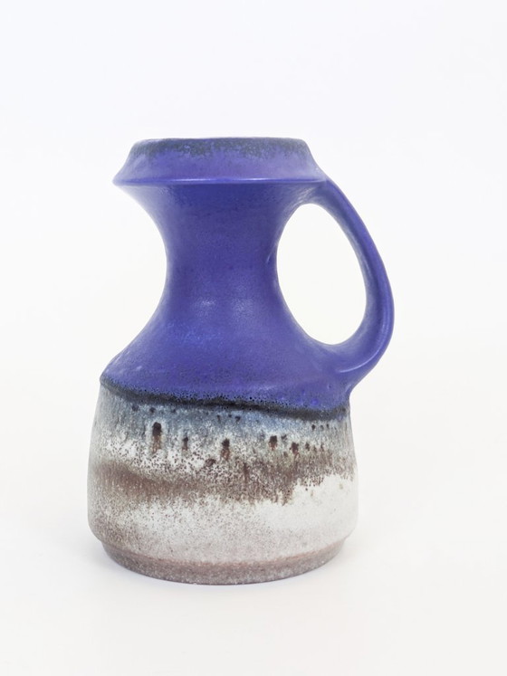 Image 1 of Steuler Keramik West-Duitsland vaas met blauw handvat, Fat Lava MCM 315/15 Cari Zalloni stijl