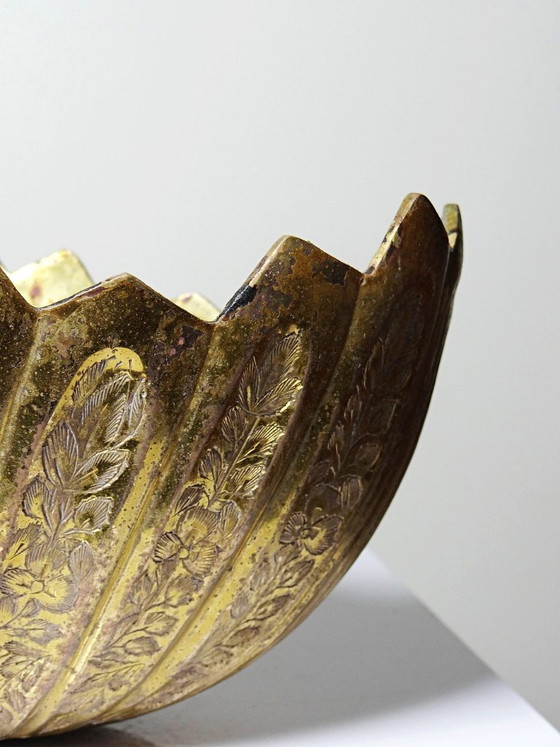 Antique Indian planter in engraved brass, circa 1920-1940 – Artisanat, Decorative Objects (photo 12 of 13)