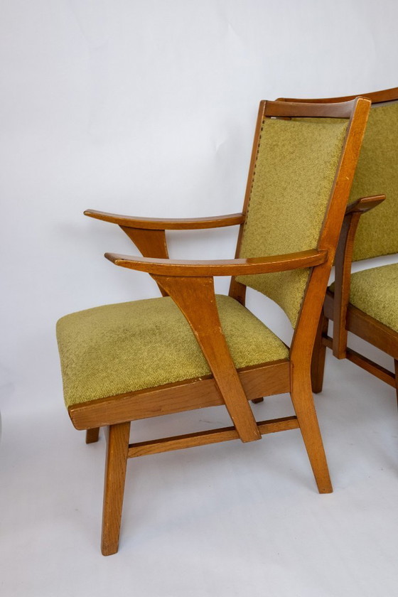 Image 1 of Ensemble de 2 fauteuils des années 1950 avec revêtement vert