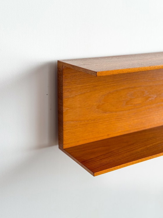 Image 1 of Wandplank van teakhout, 200 cm, van Walter Wirz voor Wilhelm Renz