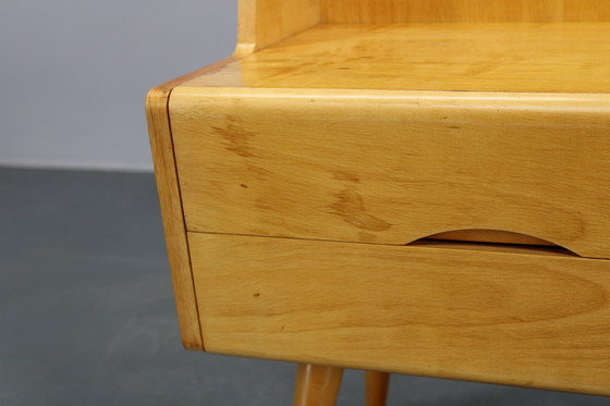 Image 1 of Nachtkastjes en ladekast met glazen legplank uit 1960, Tsjecho-Slowakije