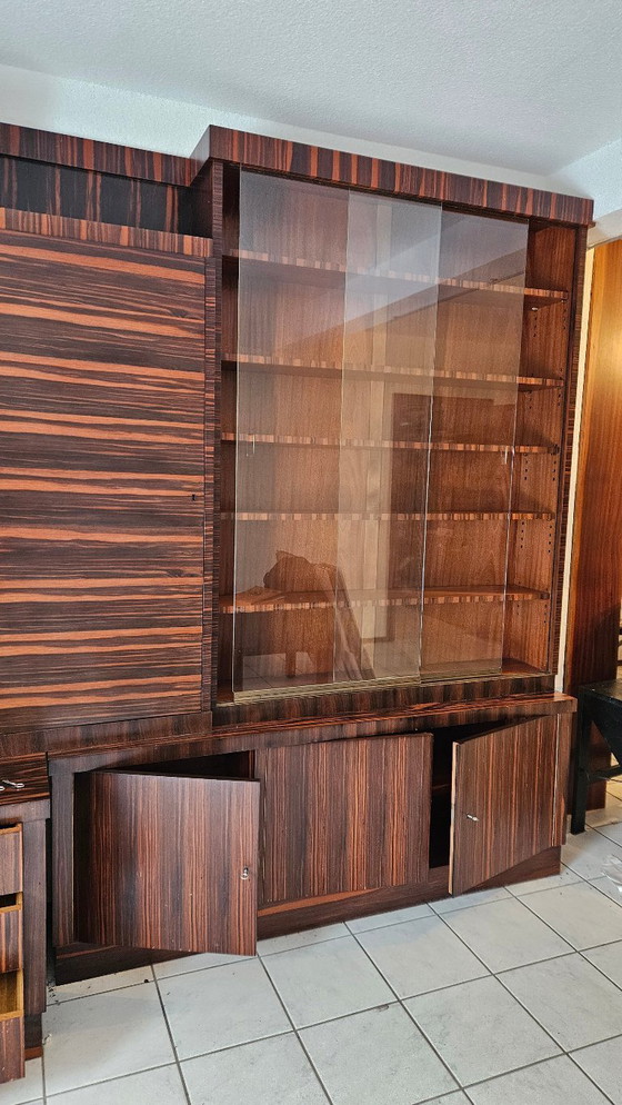 Image 1 of Art Deco corner display cabinet Makassar ebony