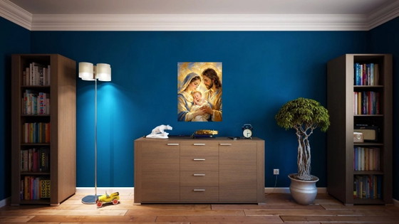 Gemälde Jesus Maria Und Josef "Das Gebet Jesu" (60x80 Cm) – Gemälde & Zeichnungen, Leinwand (photo 5 of 5)