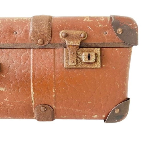 Vintage brown nubuck leather suitcase leather shabby chic