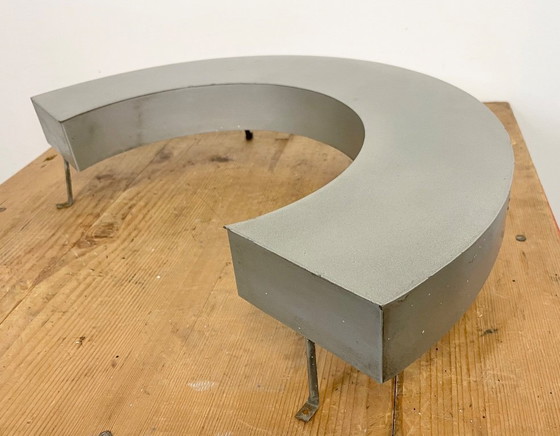 Image 1 of Large Vintage Grey Iron Facade Letter C , 1970s