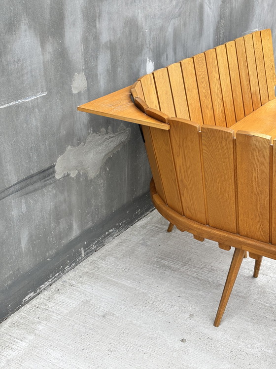 Image 1 of Divano angolare brutalista in rovere – design europeo anni '60/'70