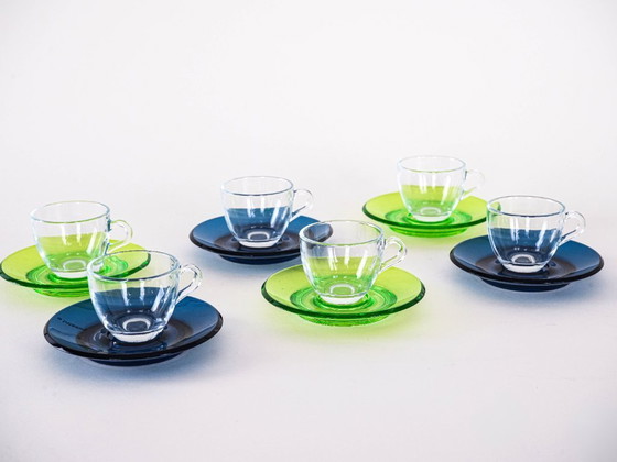 Image 1 of Set of glass cups, Italian design, 1970s, manufactured by Fratelli Guzzini