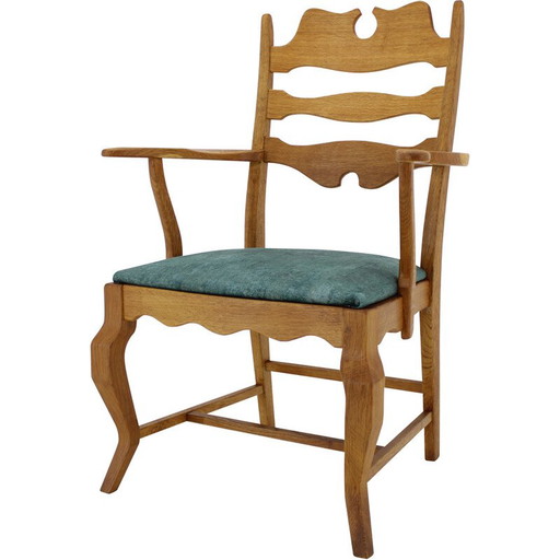 Poltrona vintage Razorblade in massello di rovere di Henning Kjærnulf per EG Møbler, Danimarca 1960