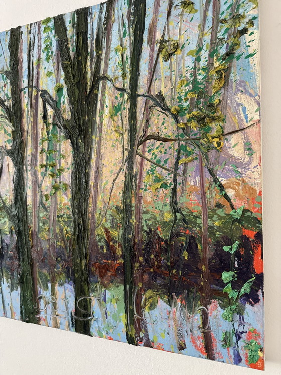 Gertjan Scholte-Albers. Stagno nel bosco | Olio su tela | 200 x 60 cm – Dipinti e disegni, Wood, Cotton (photo 4 of 5)
