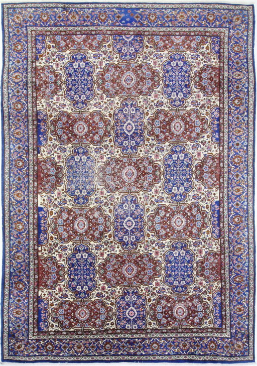 Original Perser Handgeknüfter Täbriz Vintage Art Patina Blaue Farbe 332 x 219 cm