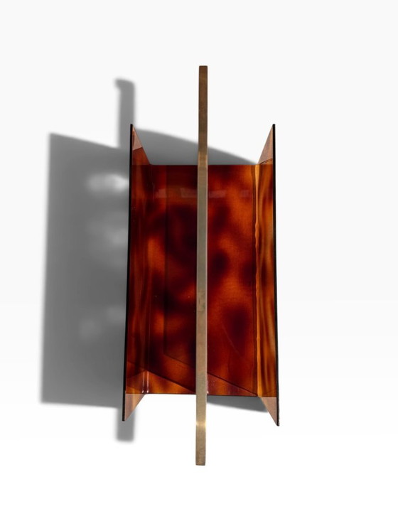 Portariviste e portaombrelli in Plexiglas tartarugato e ottone 1970 – Michel Dumas (photo 8 of 12)