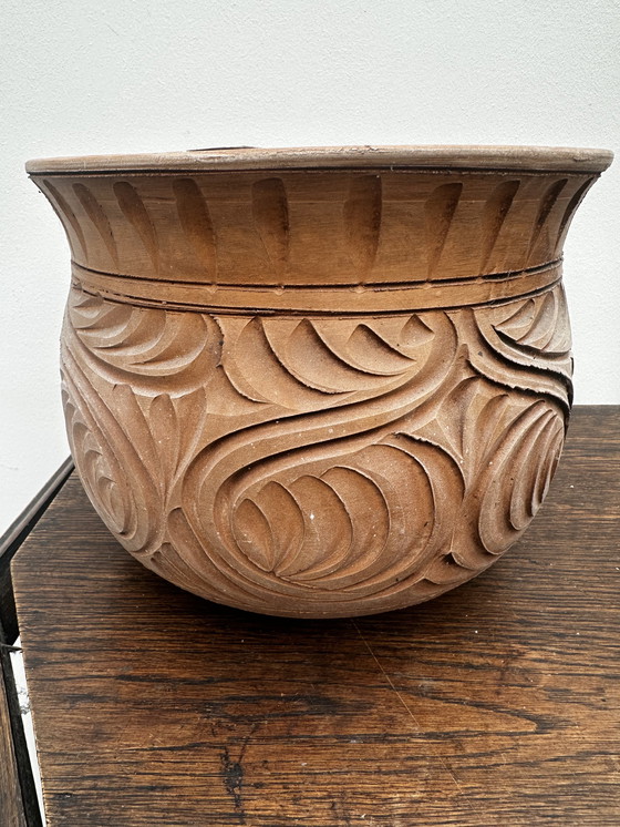 Image 1 of Vintage handmade ceramic planter H 19 cm / D 24 cm