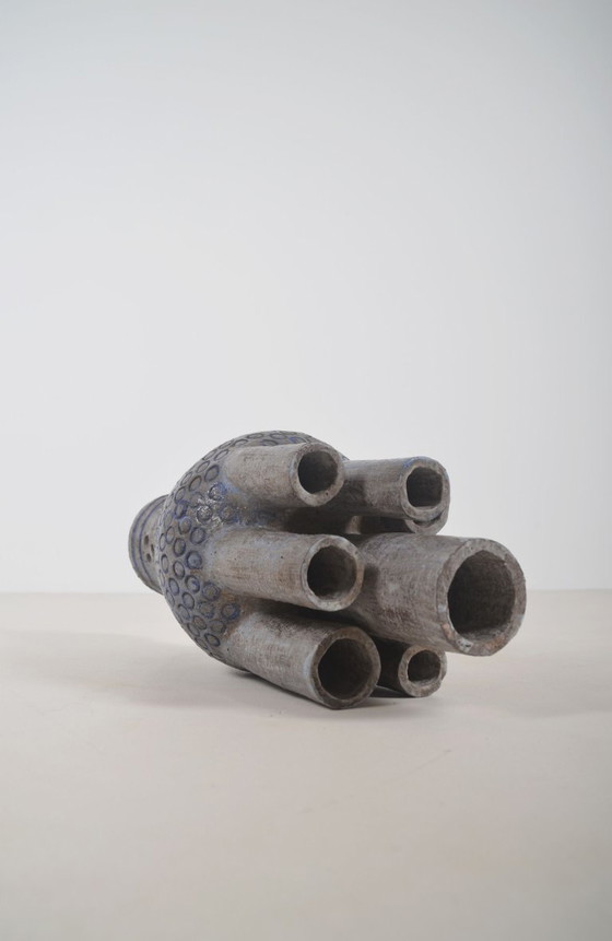 Image 1 of Ceramic sculpture with circular patterns and signature