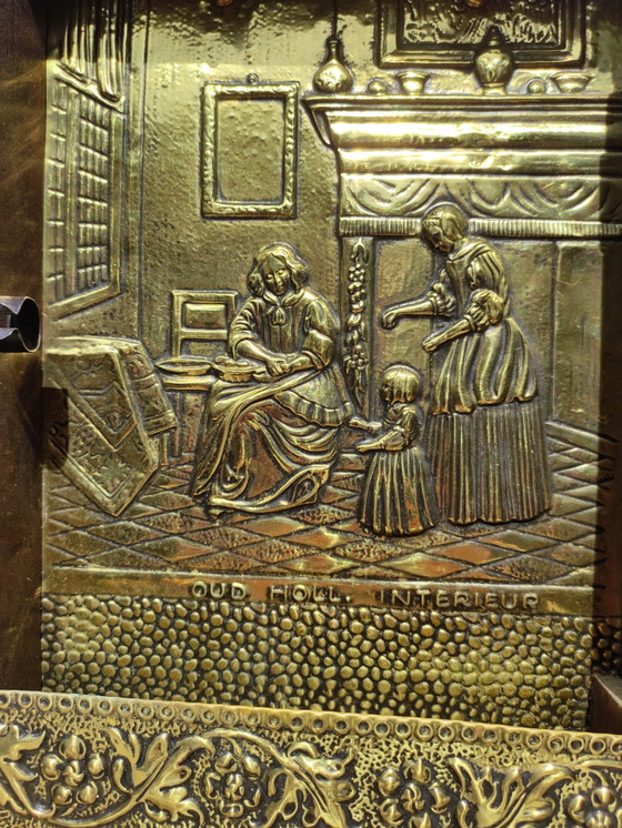 Image 1 of Oud Hollands interieur - Antieke spiegel met borstelkastje - 100% compleet met originele borstels