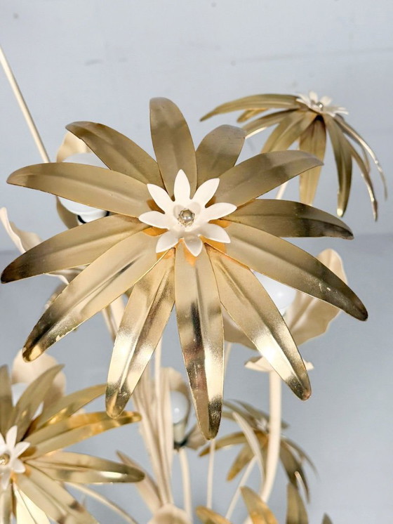 Image 1 of Lámpara de pie floral, estilo Hollywood Regency, años 70