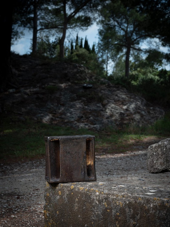 Image 1 of sculptural table lamp, "block" model