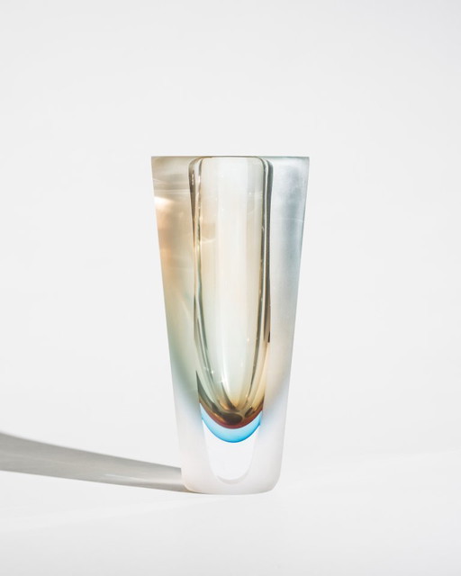 Monumental Murano Sommerso Glass Vase Attributed to Seguso Vetri d’Arte Italy