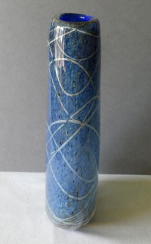 Designer vase, heavy, thick glass, 1980s, manufacturer unknown